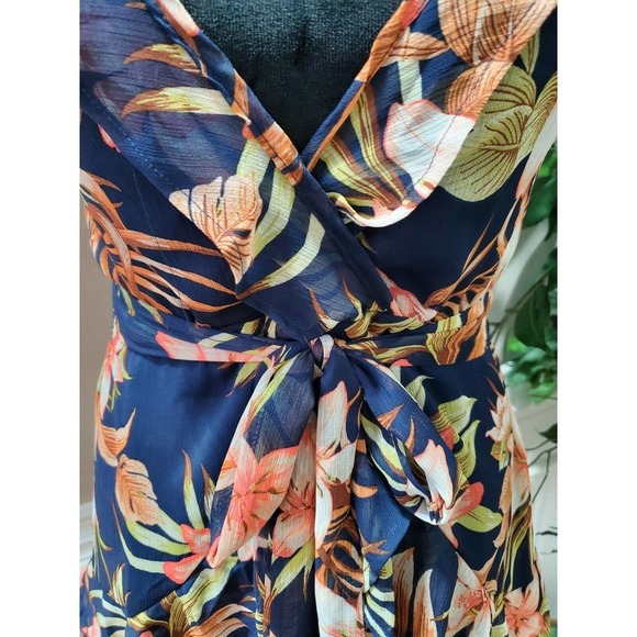 Fashion Nova Women's Blue Floral Polyester V-Neck Sleeveless Ruffle Mini Dress S - Picture 3 of 12